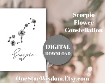 Scorpio - Flower Constellation - Printable Art