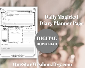 Daily Magickal Diary Planner Page - Printable PDF - Moon Planner - Manifestation - Witchcraft - Book of Shadows