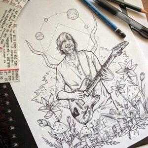 Trey Anastasio - Hand Drawn Art Print - Coloring Page - Phish Wall Decor - Phish Art - Digital Download - Printable Wall Art
