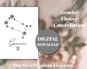 Gemini - Flower Constellation - Printable Art