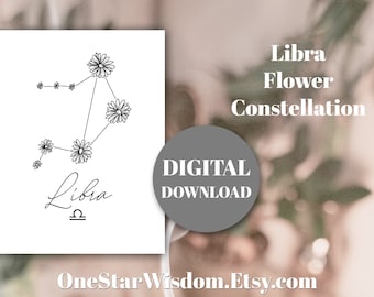 Libra - Flower Constellation - Printable Art