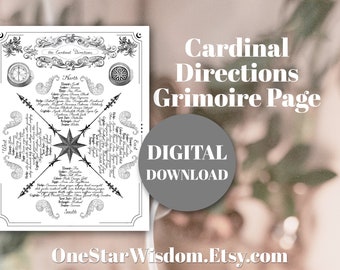 the Four Cardinal Directions - Book of Shadows - Grimoire Page - Printable JPG