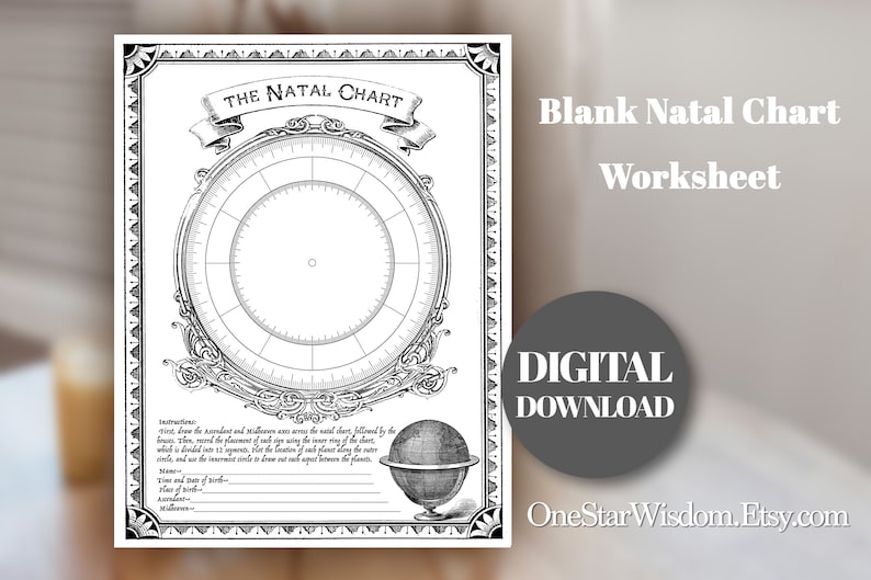 Blank Natal Chart Worksheet PDF Printable image 1