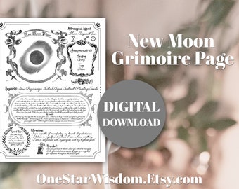 New Moon Reference Sheet - Printable PDF - Moon Cycles - Manifestation - Digital Print