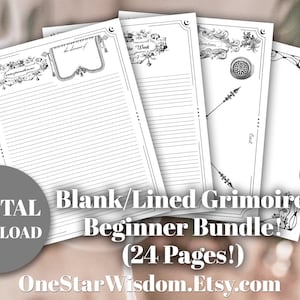 24 BLANK TEMPLATE Pages! - Book of Shadows / Grimoire - Blank Pages Bundle - Printable PDF - Basics / Beginner Witchcraft