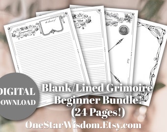 24 BLANK TEMPLATE Pages! - Book of Shadows / Grimoire - Blank Pages Bundle - Printable PDF - Basics / Beginner Witchcraft