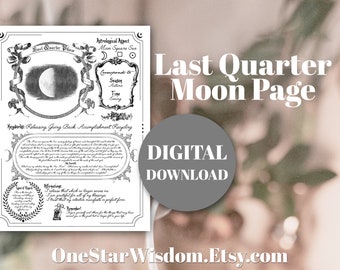 Last Quarter Moon Reference Sheet - Printable PDF - Moon Cycles - Manifestation - Digital Print