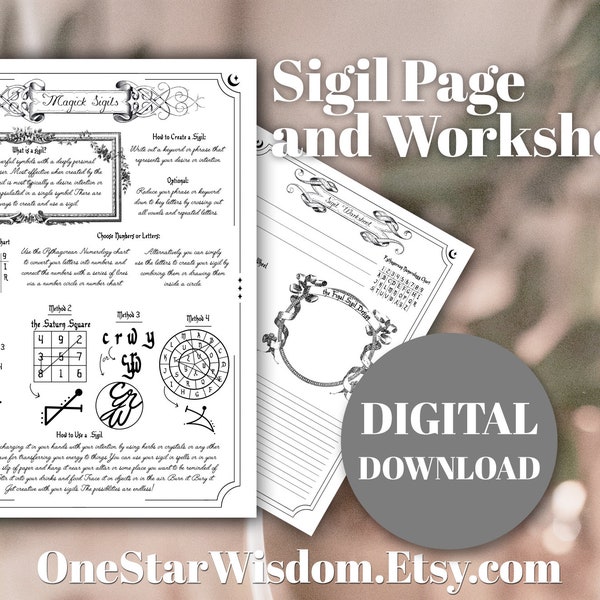 Sigils - How to Create and Use Magick Sigils - with Worksheets! - Book of Shadows / Grimoire - Printable PDF