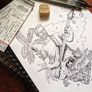 Mike Gordon - Hand Drawn Art Print - Coloring Page - Phish Wall Decor - Phish Art - Digital Download - Printable Wall Art
