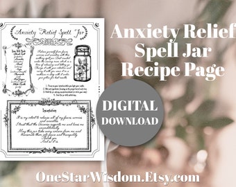 Anxiety Relief Spell Jar - Book of Shadows Page - Printable PDF