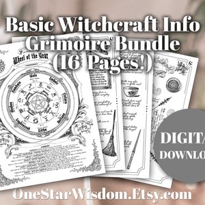 16 PAGES BUNDLE! Book of Shadows / Grimoire - Basic Witchcraft Information Bundle - Beginner Witchcraft - Printable PDF