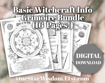 16 PAGES BUNDLE! Book of Shadows / Grimoire - Basic Witchcraft Information Bundle - Beginner Witchcraft - Printable PDF