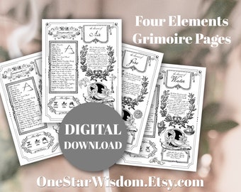 The Four Elements - Book of Shadows / Grimoire - Printable PDF