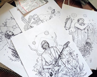 Phish Phan Bundle - Hand Drawn Art Print - Coloring Page - Phish Wall Decor - Phish Art - Digital Download - Printable Wall Art