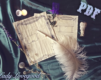 Spell Templates A5 Size - Printable PDF - Book of Shadows Pages