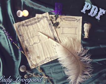 Spell Templates A5 Size - Printable PDF - Book of Shadows Pages