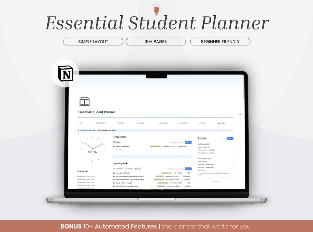 Student Notion Template, Academic Planner, Assignment & Homework ...