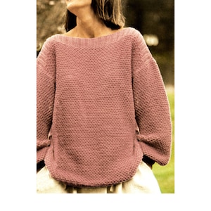 Instant Download PDF Easy KNITTING PATTERN to make a Womens Oversize Baggy Slouch Sweater Sloppy Joe 8 Ply Yarn 3 Sizes 34 to 40 inch Bust