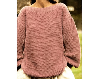 Instant Download PDF Easy KNITTING PATTERN to make a Womens Oversize Baggy Slouch Sweater Sloppy Joe 8 Ply Yarn 3 Sizes 34 to 40 inch Bust