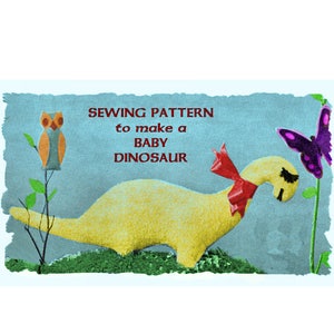 Full Size PDF Easy SEWING PATTERN A4 Printable to make a Baby Brontosaurus Dinosaur Jurassic Bean Bag Soft Toy or Fun Cushion