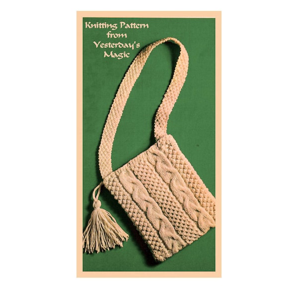 Instant Download PDF Easy Quick Beginners Knitting Pattern to make an Aran Shoulder Bag Kindle Tablet Cover or Phone Purse