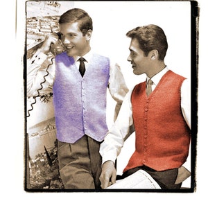 Instant Download PDF Knitting Pattern to make a Mens Smart Wedding or Office Waistcoat 8 or 3 Ply Yarn 2 Styles 5 sizes 36 to 44 inch Chest