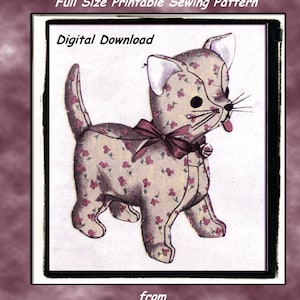 Puede incluir: Un patrón de costura imprimible para un pequeño juguete de gato con estampado floral. El patrón es una descarga digital de Yesterdays Magic. Patrón de costura imprimible de tamaño completo. Descarga digital. de Yesterdays Magic.