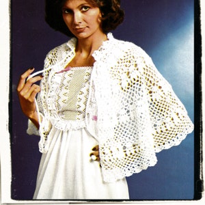 Instant Download PDF Crochet Pattern to make a Flouncy Lace Circular Shoulder Cape Wedding Wrap Evening Cloak One Size 4 Ply Yarn