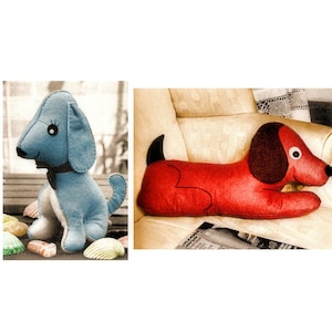 Full Size PDF Easy SEWING PATTERN A4 Printable to make a Toy Bean Bag Puppy & Dachshund Sleeping Dog Cushion Draught Excluder Download