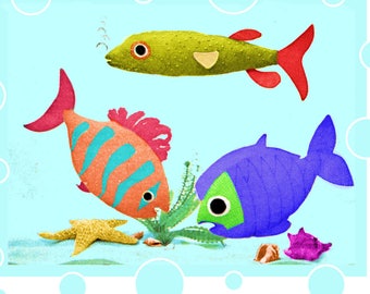 Full Size PDF Sewing Pattern Easy A4 Printable to make Sea World Aquarium Fish Cushions Pillows Bean Bags Soft Bath Toys Download