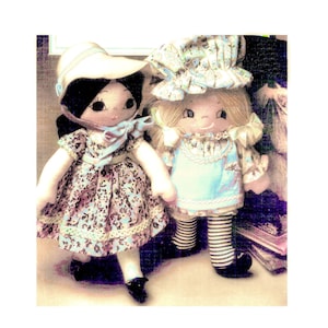 Full Size PDF Sewing Pattern to make 12 inch Tall Twin Country Girl Soft Body Dressed Rag Dolls Prairie Dresses Instant Download