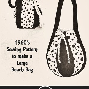 Full Size PDF Sewing Pattern to make a Bucket Pouch Style Handbag Large Beach Tote Bag Draw Cord Fastening A4 Printable Instant Download