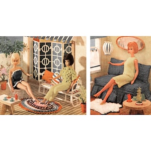 Instant Download  PDF Tutorial  Instructions to makTeenage 12 inch Fashion Doll House Sixties Garden Furniture Rag Rug Sofa Table