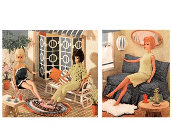 Instant Download  PDF Tutorial  Instructions to makTeenage 12 inch Fashion Doll House Sixties Garden Furniture Rag Rug Sofa Table