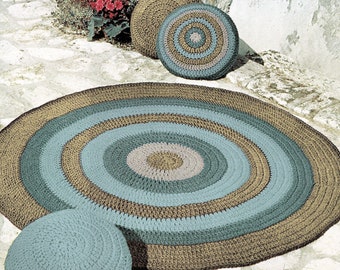 Instant Download PDF Easy Beginners Crochet Pattern to make a Circular Rug or Mat and Cushions Thick Yarn or String