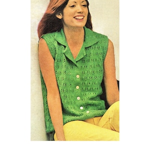 Instant Download PDF Knitting Pattern to make a Womens Blouse Sleeveless Baggy Shirt 4 Ply Yarn 4 Ply Yarn 30 32 34 36 inch bust