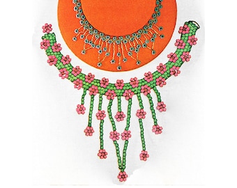 Instant Download PDF Threaded Bead Jewelery Tutorial Instructions to make a Forget me Not Daisy Chain Bohemian Circlet Necklace Collar