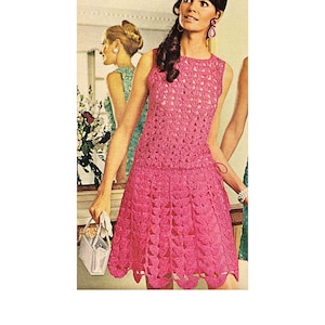 Instant Download PDF Crochet Pattern to make a Womens Sleeveless Lacy Ribbon Evening Prom or Wedding Dance Dress 3 Sizes 30 to 40 inch Bust