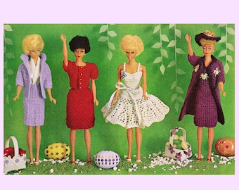 Instant Download PDF CROCHET PATTERN to make a Lace Dress Jacket Coat Skirt Suit 12 inch Teenage fashion Doll Clothes