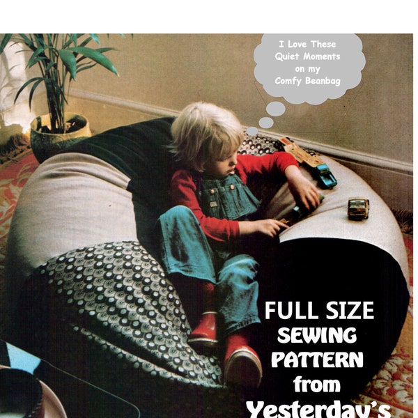 FULL SIZE Instant Download PDF A4 Printable Sewing Pattern to make a Giant Circular Bean Bag Chair Large Floor Cushion Retro Furnishing