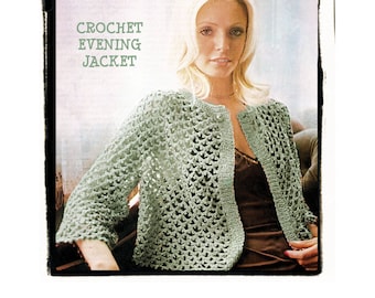 Instant Download PDF Crochet Pattern to make a Womens Lace Bolero Mesh Cardigan Loose Fit Summer Evening Jacket 2 Sizes 32 to 40 inch Bust