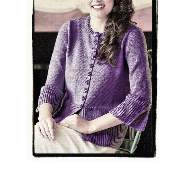 Instant Download PDF Knitting Pattern to make a Womens Loose Fit Summer Jacket Cardigan 4 Ply Cotton Yarn 32 34 36 38 40 42 44 inch Bust