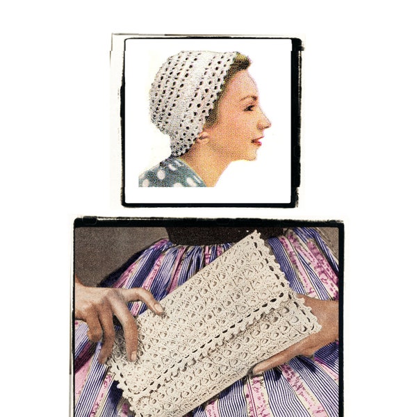 Instant Download PDF Crochet Pattern to make a Matching Lace Cloche Hat & Clutch Purse Handbag Summer Wedding Macrame Twine or 3 Ply Yarn