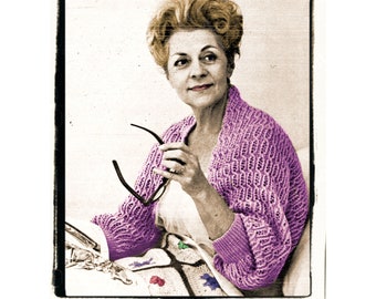 Instant Download PDF Easy One Piece KNITTING PATTERN to make a Womens Lacy Shoulder Wrap Bed Jacket Shrug Cardigan 4 Ply Sport Yarn