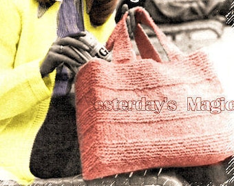 Instant Download PDF KNITTING PATTERN to make a Large Shopping Tote Weekend Flight Travel Beach Multi Purpose Hand Bag