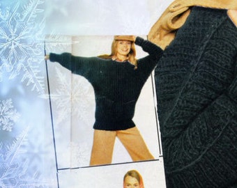 Instant Download PDF Quick Easy Crochet Pattern to make an Oversize Batwing Womens Sweater Chunky Yarn 3 Sizes to fit 32 to 36 inch bust