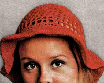 Instant Download PDF Crochet Pattern to make a Hippy Boho Floppy Brim Lacy Mesh Womens Cloche Sun Hat Summer Beach 8 Ply DK Yarn