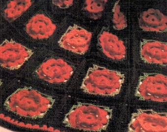 Instant Download PDF Granny Squares Crochet Pattern to make a Rose Bloom Flower Blossom Afghan Sofa Throw Blanket Bedspread Cushion