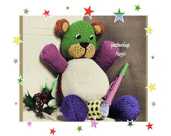 Instant Download PDF Easy Quick Beginners KNITTING PATTERN to make a 12 inch tall Chubby Teddy Bear Soft Cuddly Baby Toy 8 Ply Yarn