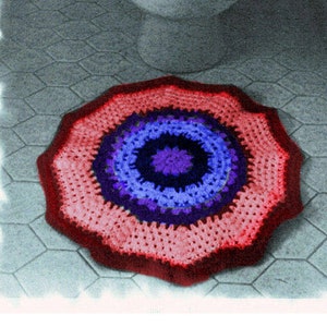 Instant Download PDF CROCHET PATTERN to make a Bath Mat Bathroom Rug Loo Seat Cover Toilet Roll Holder Retro Kitsch Grannys House